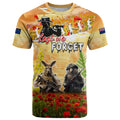 Australia And New Zealand ANZAC Day T Shirt Kangaroo And Kiwi Bird Soldiers Lest We Forget