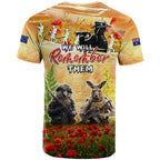 Australia And New Zealand ANZAC Day T Shirt Kangaroo And Kiwi Bird Soldiers Lest We Forget