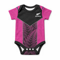 New Zealand Fern Rugby Custom Baby Onesie Pink Maori Pattern