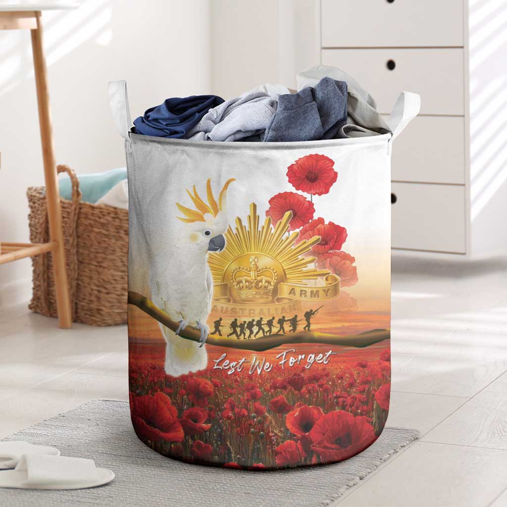 Australia Cockatoo ANZAC Day Laundry Basket Lest We Forget