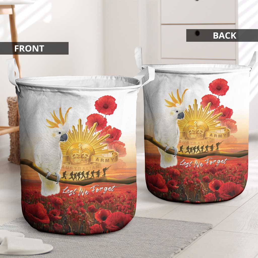 Australia Cockatoo ANZAC Day Laundry Basket Lest We Forget