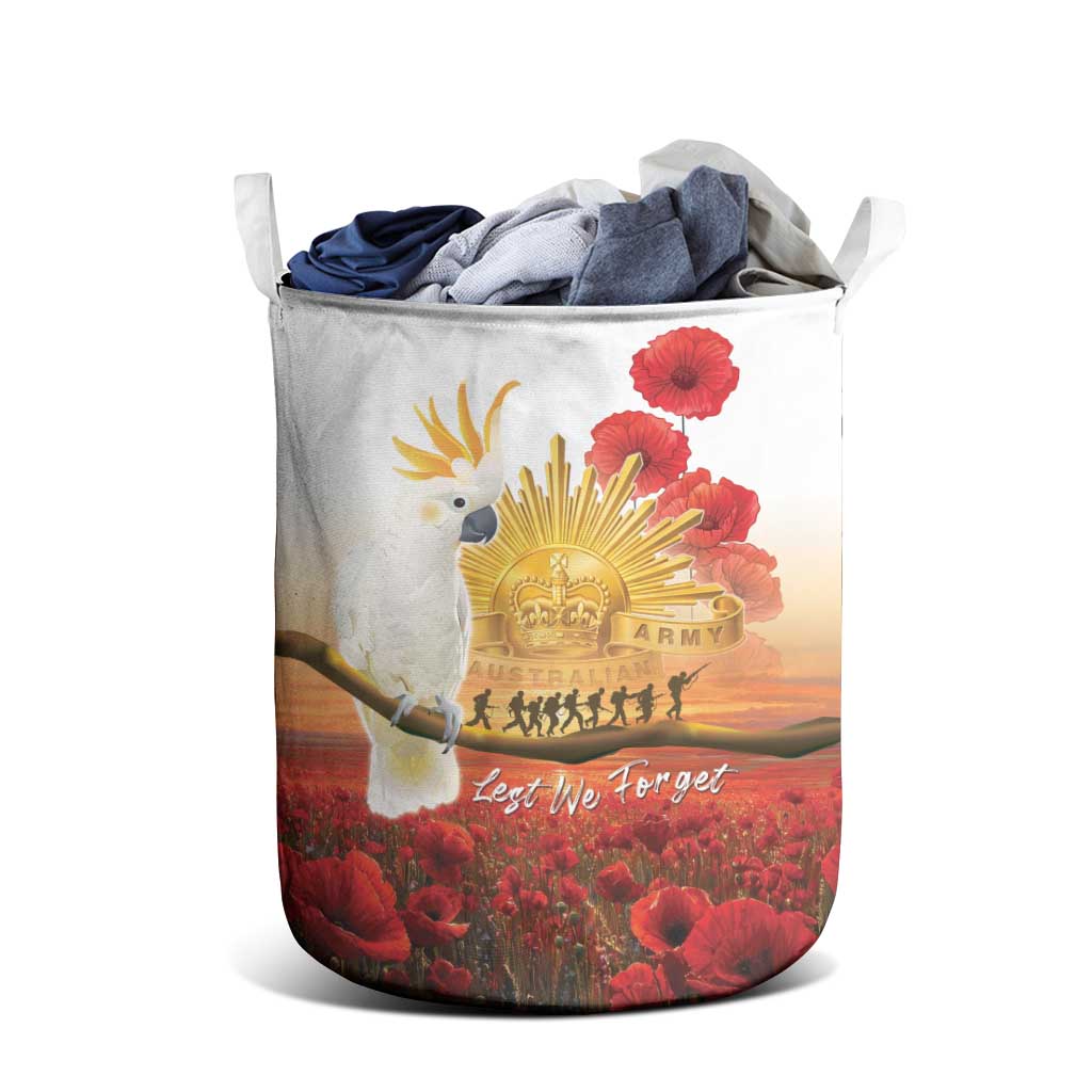 Australia Cockatoo ANZAC Day Laundry Basket Lest We Forget