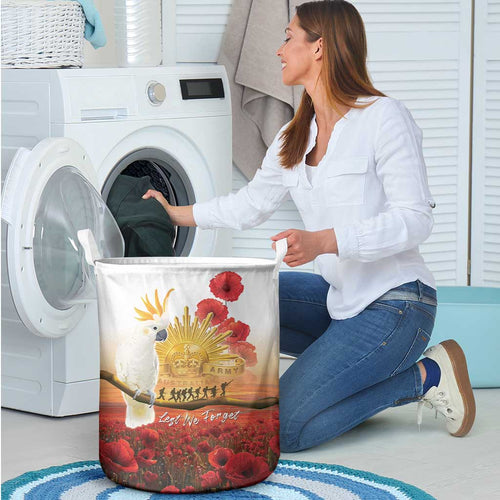 Australia Cockatoo ANZAC Day Laundry Basket Lest We Forget