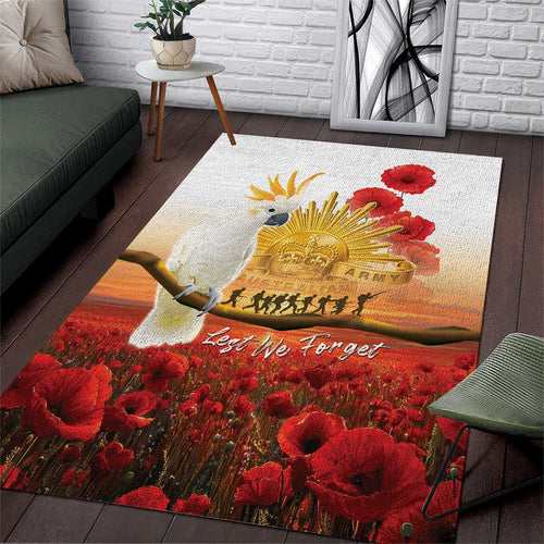 Australia Cockatoo ANZAC Day Area Rug Lest We Forget