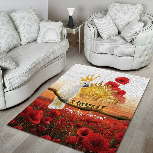 Australia Cockatoo ANZAC Day Area Rug Lest We Forget