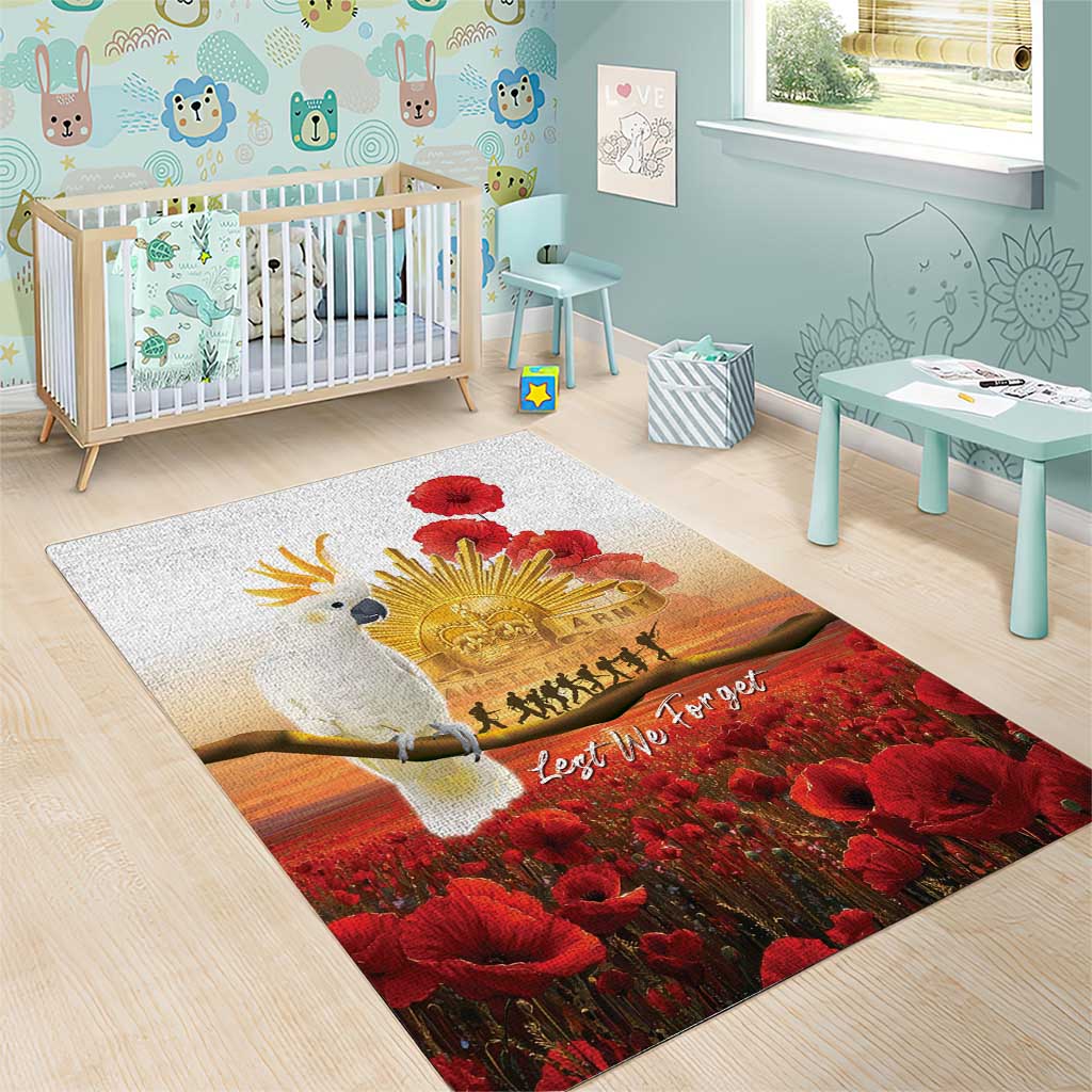 Australia Cockatoo ANZAC Day Area Rug Lest We Forget