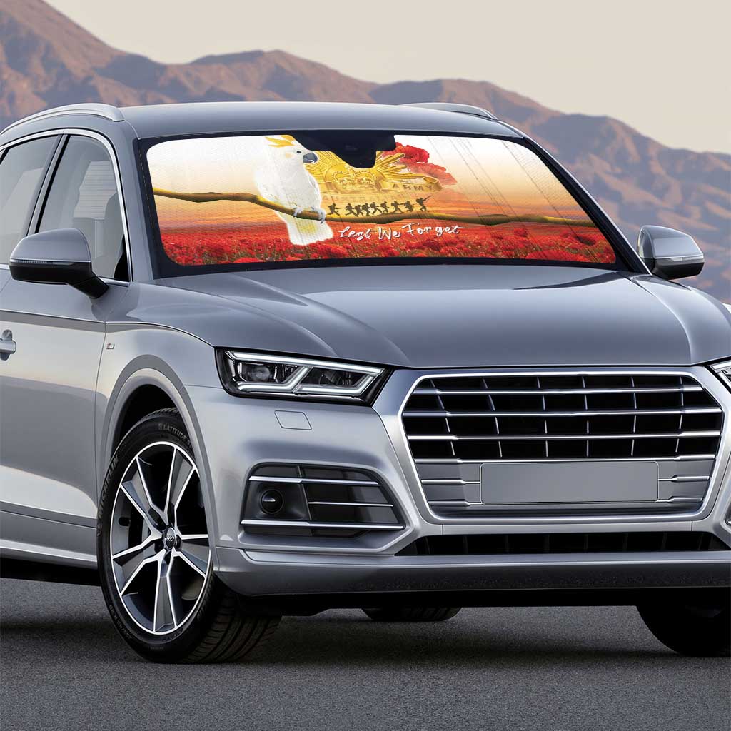 Australia Cockatoo ANZAC Day Auto Sun Shade Lest We Forget