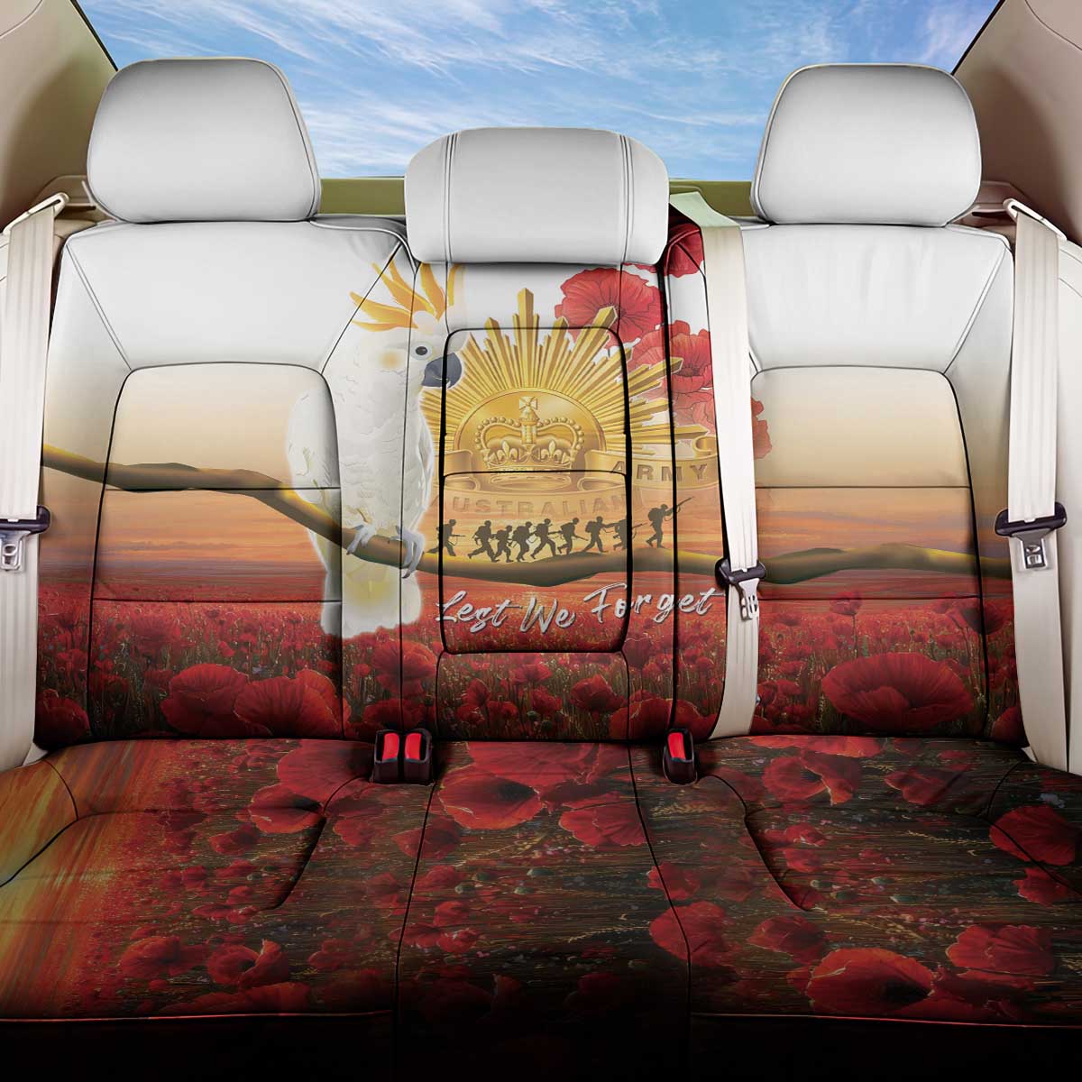 Australia Cockatoo ANZAC Day Back Car Seat Cover Lest We Forget