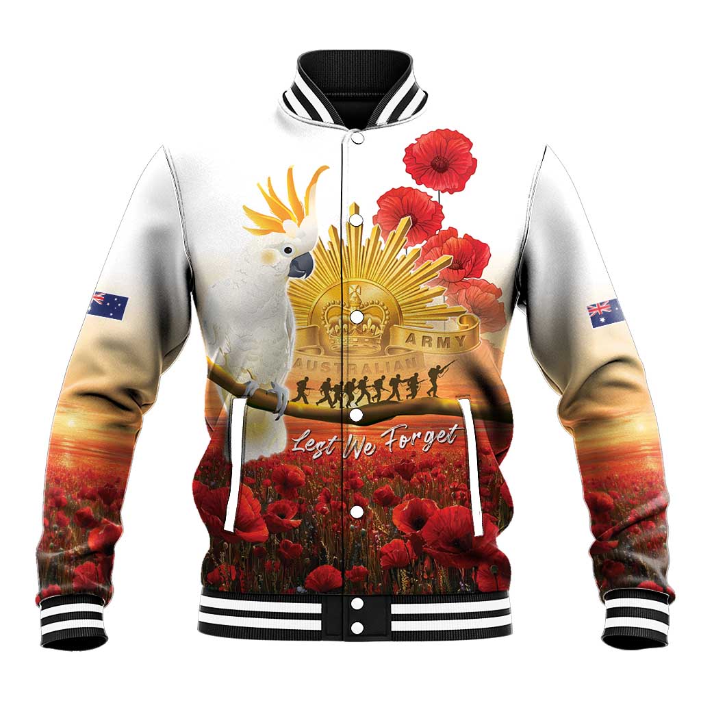 Australia Cockatoo ANZAC Day Baseball Jacket Lest We Forget