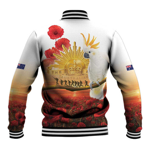 Australia Cockatoo ANZAC Day Baseball Jacket Lest We Forget