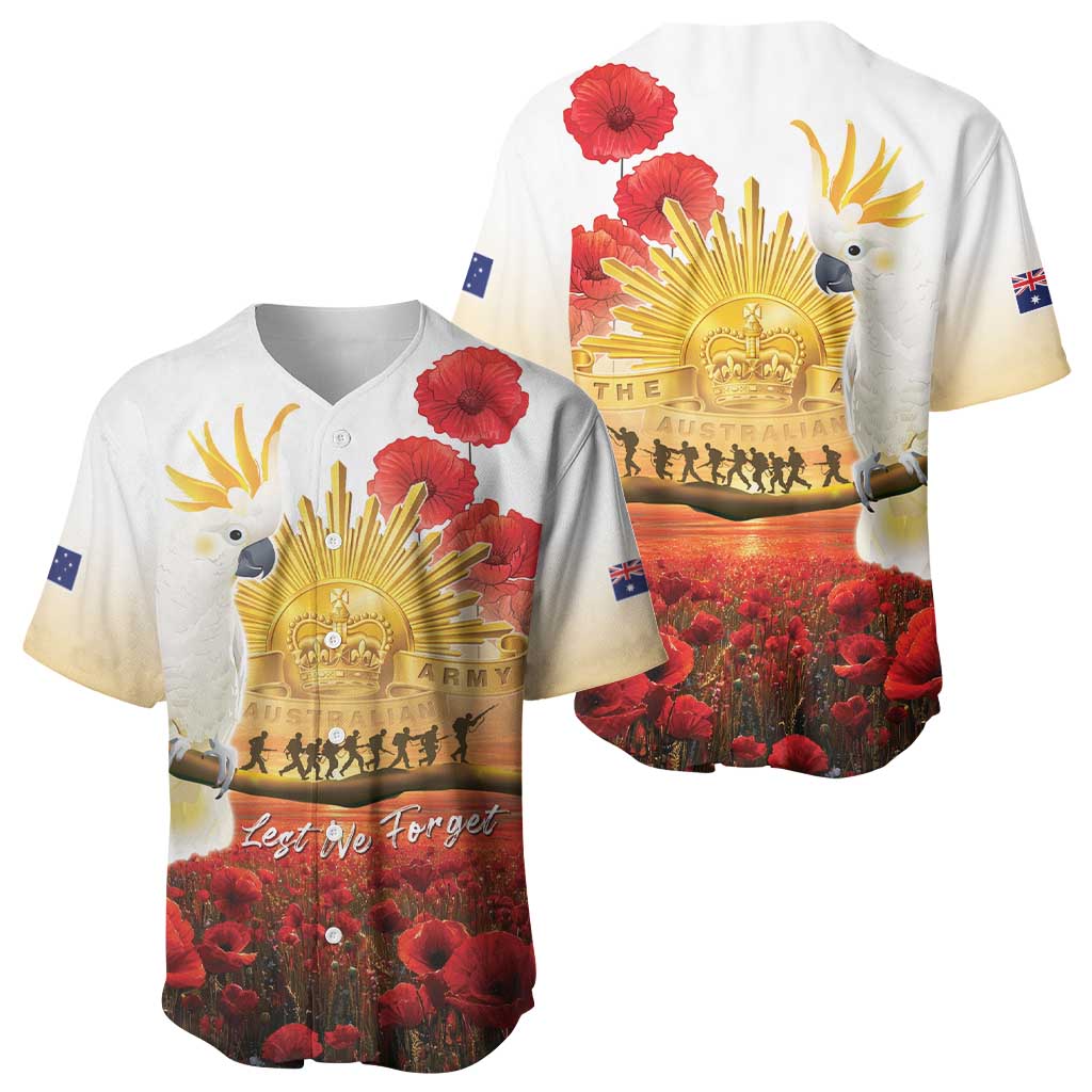 Australia Cockatoo ANZAC Day Baseball Jersey Lest We Forget