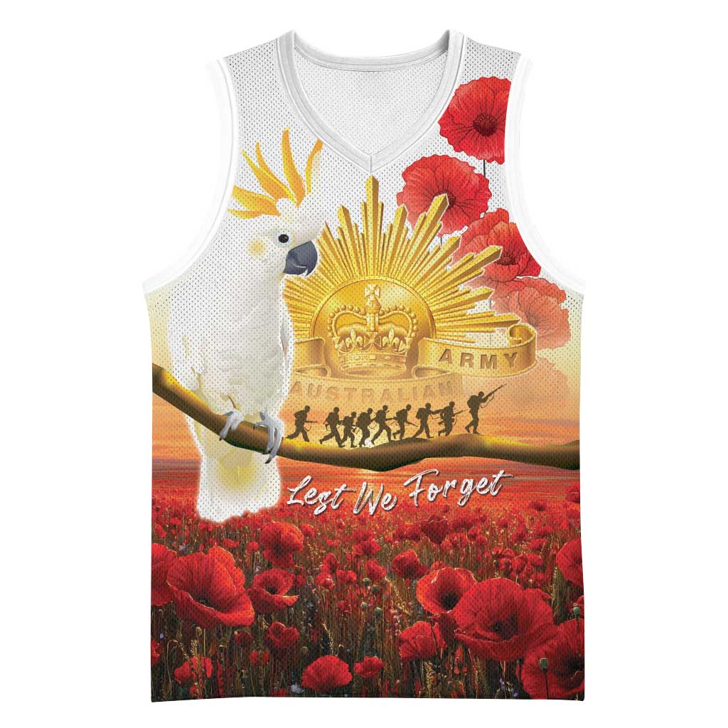 Australia Cockatoo ANZAC Day Basketball Jersey Lest We Forget