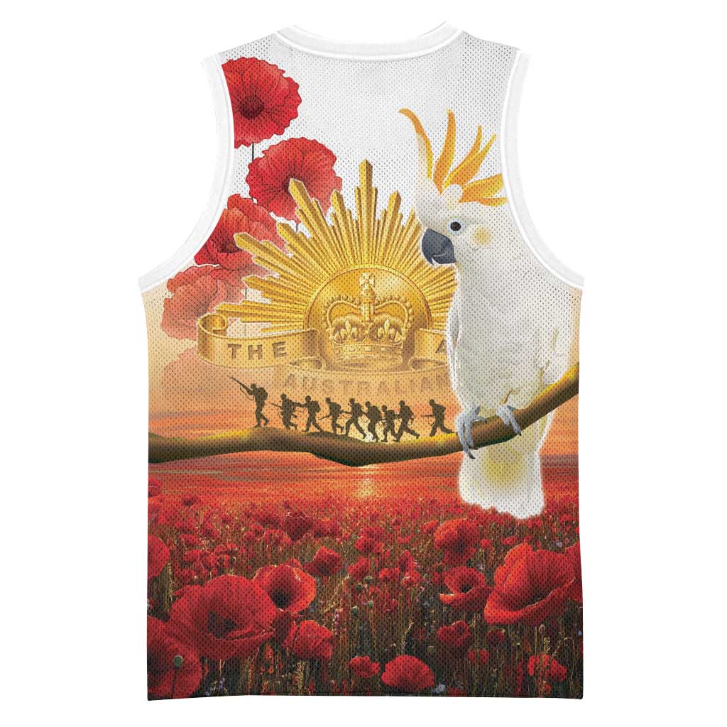 Australia Cockatoo ANZAC Day Basketball Jersey Lest We Forget