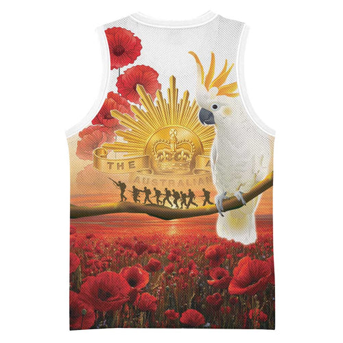 Australia Cockatoo ANZAC Day Basketball Jersey Lest We Forget