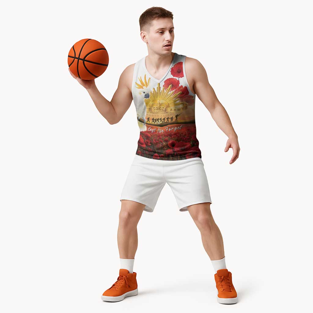 Australia Cockatoo ANZAC Day Basketball Jersey Lest We Forget