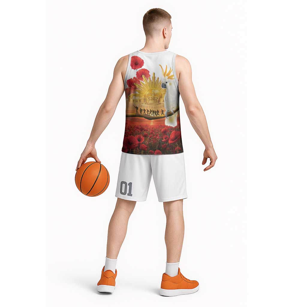 Australia Cockatoo ANZAC Day Basketball Jersey Lest We Forget