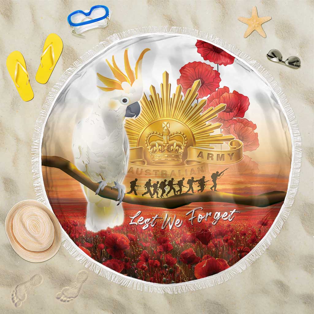 Australia Cockatoo ANZAC Day Beach Blanket Lest We Forget