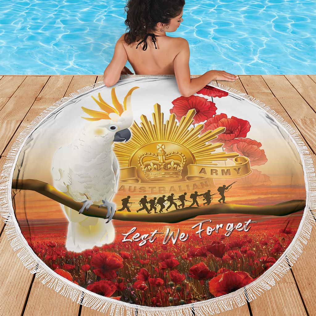 Australia Cockatoo ANZAC Day Beach Blanket Lest We Forget