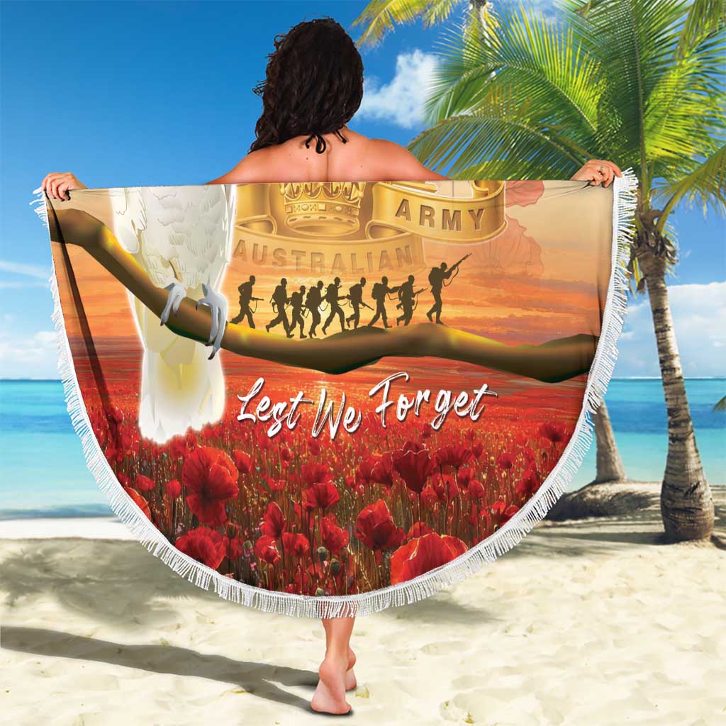 Australia Cockatoo ANZAC Day Beach Blanket Lest We Forget