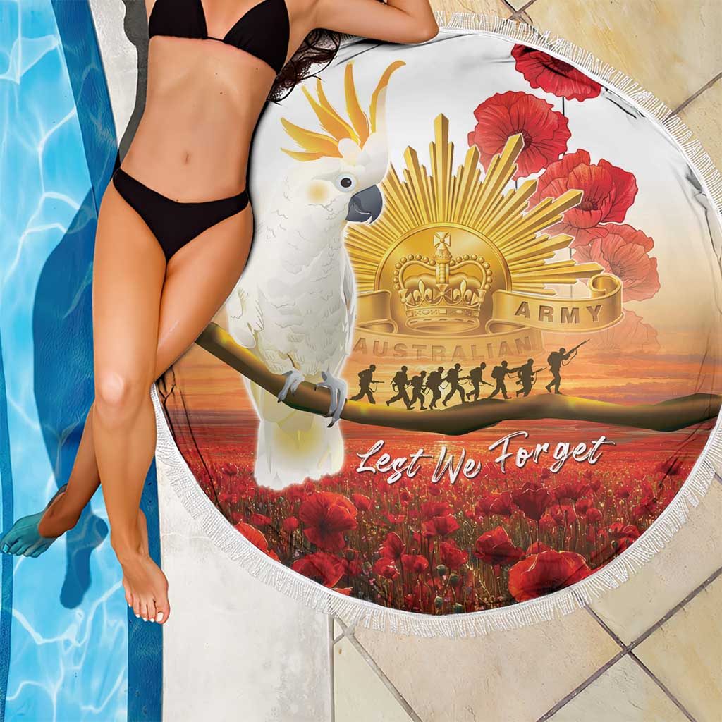 Australia Cockatoo ANZAC Day Beach Blanket Lest We Forget