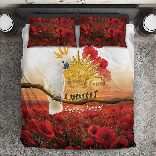 Australia Cockatoo ANZAC Day Bedding Set Lest We Forget