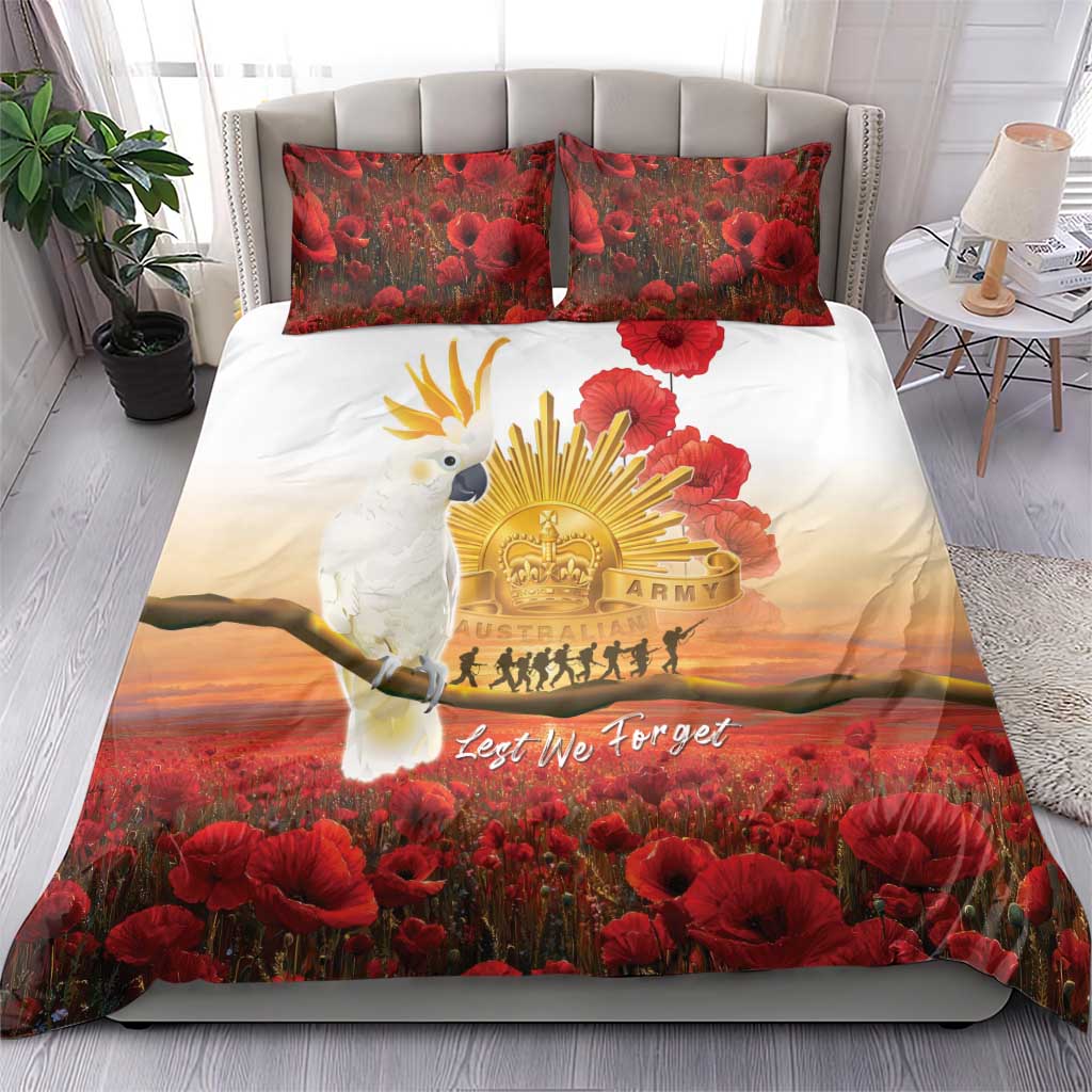Australia Cockatoo ANZAC Day Bedding Set Lest We Forget