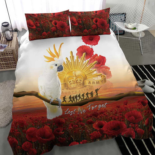 Australia Cockatoo ANZAC Day Bedding Set Lest We Forget