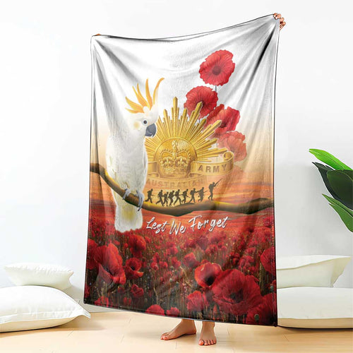 Australia Cockatoo ANZAC Day Blanket Lest We Forget