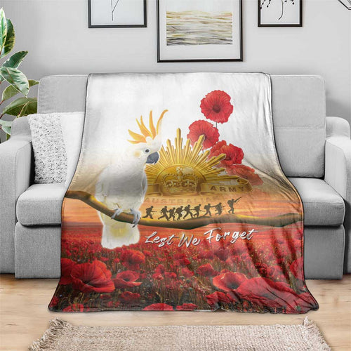 Australia Cockatoo ANZAC Day Blanket Lest We Forget
