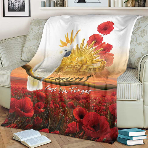 Australia Cockatoo ANZAC Day Blanket Lest We Forget