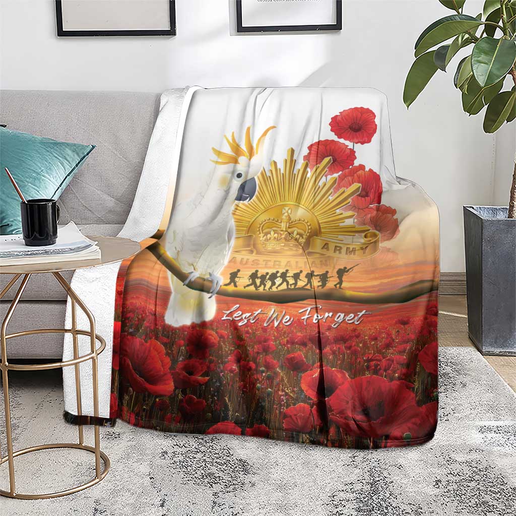 Australia Cockatoo ANZAC Day Blanket Lest We Forget