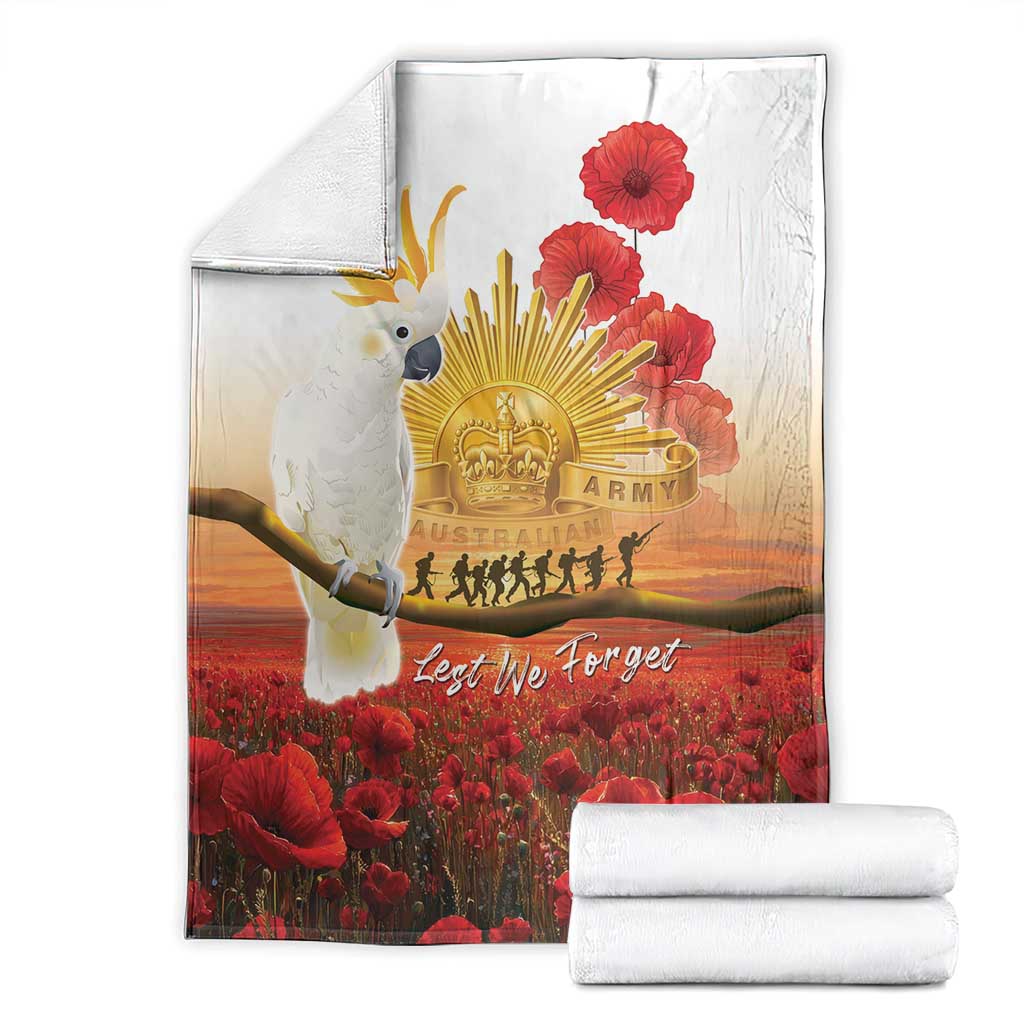 Australia Cockatoo ANZAC Day Blanket Lest We Forget