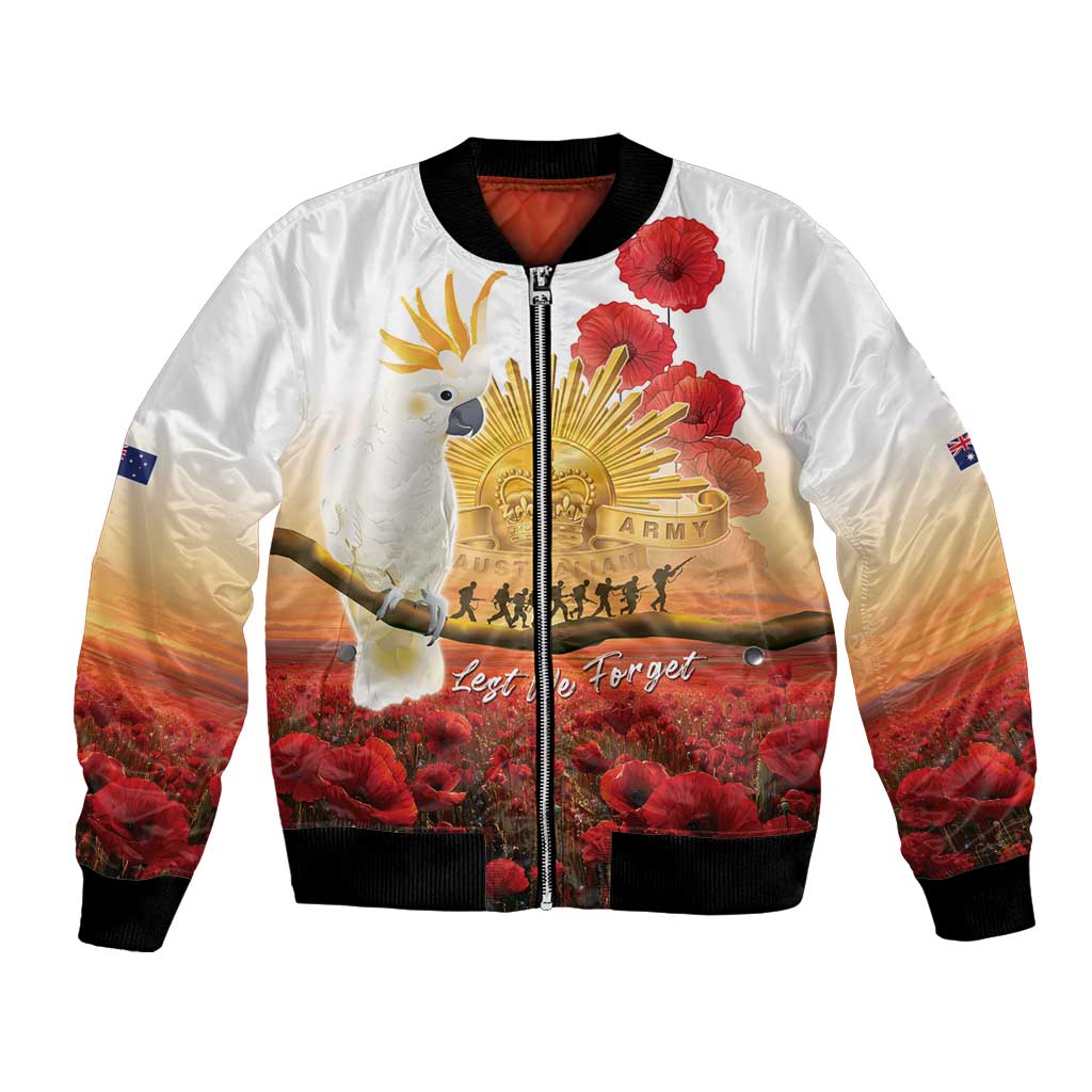 Australia Cockatoo ANZAC Day Bomber Jacket Lest We Forget
