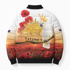 Australia Cockatoo ANZAC Day Bomber Puffer Jacket Lest We Forget