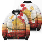Australia Cockatoo ANZAC Day Bomber Puffer Jacket Lest We Forget
