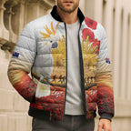 Australia Cockatoo ANZAC Day Bomber Puffer Jacket Lest We Forget