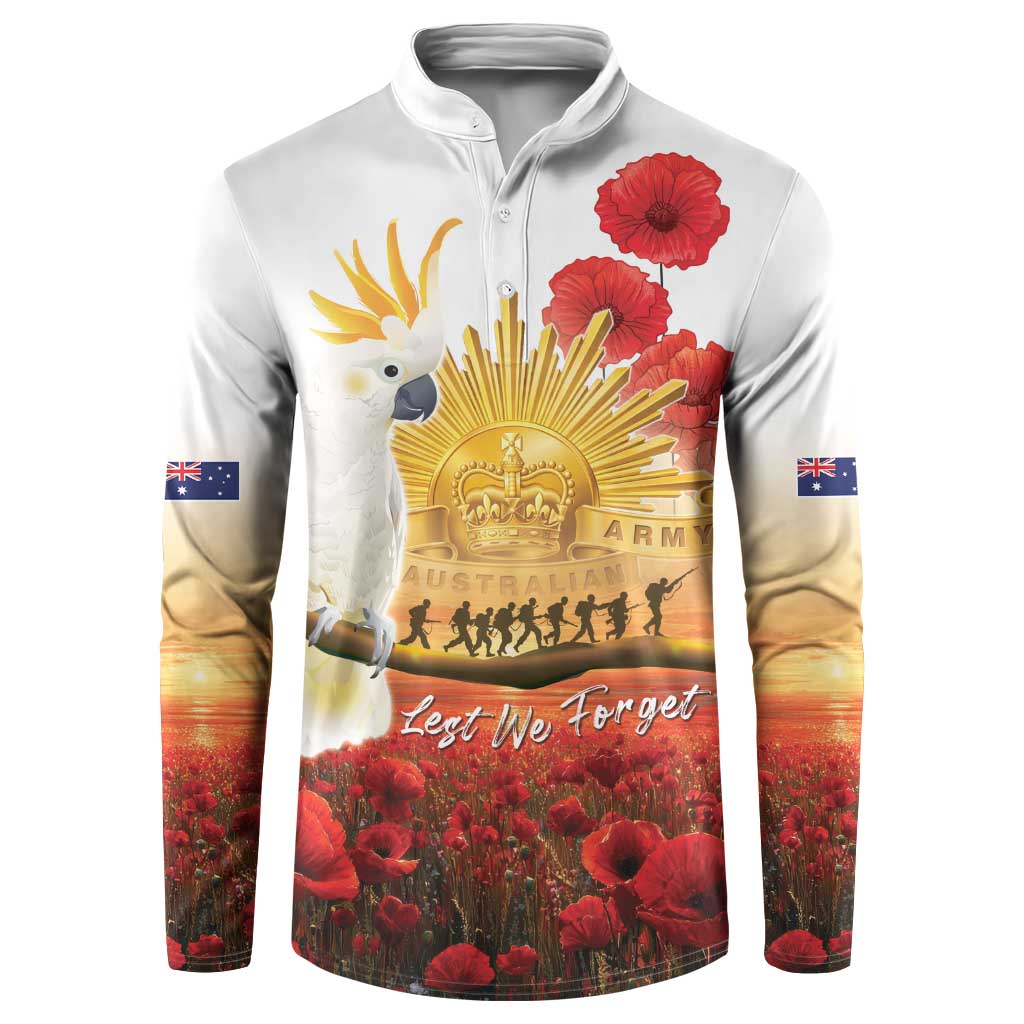 Australia Cockatoo ANZAC Day Button Sweatshirt Lest We Forget