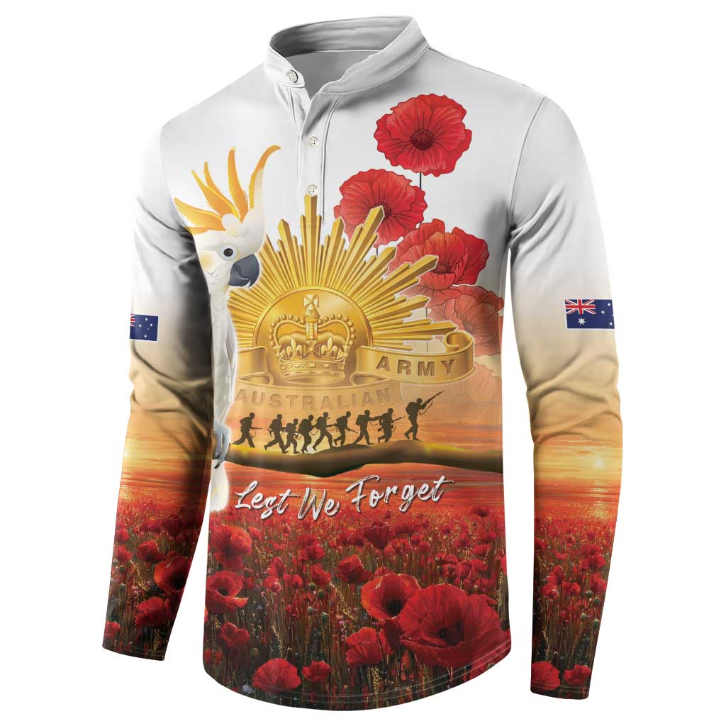 Australia Cockatoo ANZAC Day Button Sweatshirt Lest We Forget