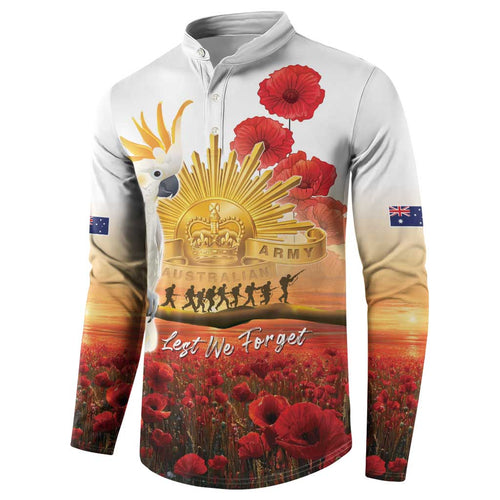 Australia Cockatoo ANZAC Day Button Sweatshirt Lest We Forget