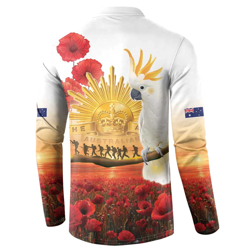Australia Cockatoo ANZAC Day Button Sweatshirt Lest We Forget