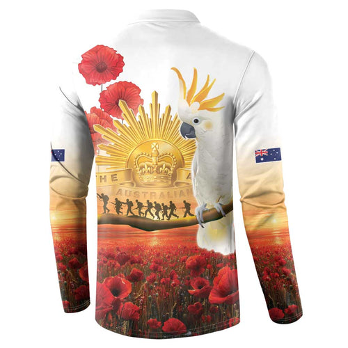 Australia Cockatoo ANZAC Day Button Sweatshirt Lest We Forget