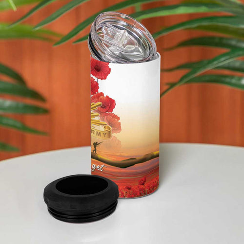Australia Cockatoo ANZAC Day 4 in 1 Can Cooler Tumbler Lest We Forget