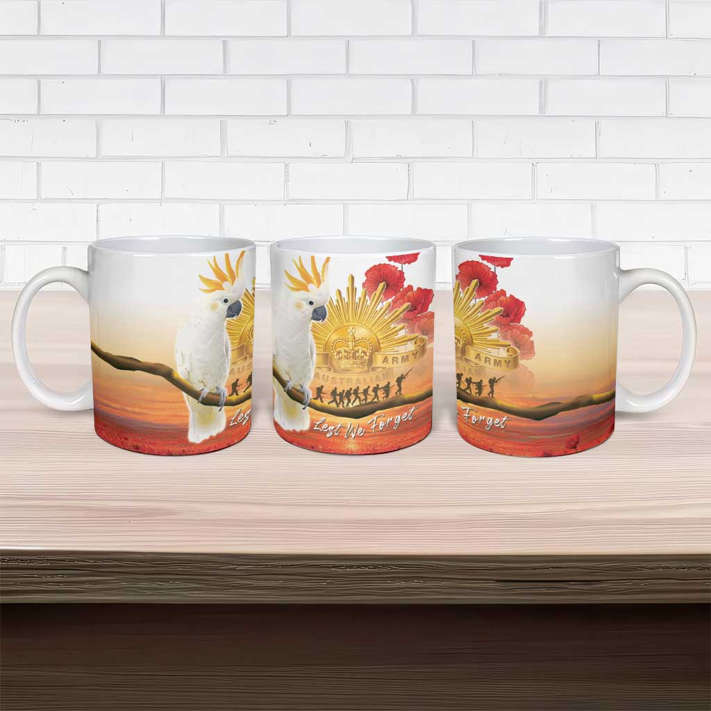 Australia Cockatoo ANZAC Day Ceramic Mug Lest We Forget