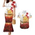 Australia Cockatoo ANZAC Day Couples Matching Mermaid Dress and Hawaiian Shirt Lest We Forget