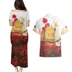 Australia Cockatoo ANZAC Day Couples Matching Puletasi and Hawaiian Shirt Lest We Forget