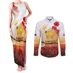 Australia Cockatoo ANZAC Day Couples Matching Tank Maxi Dress and Long Sleeve Button Shirt Lest We Forget