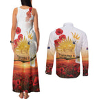 Australia Cockatoo ANZAC Day Couples Matching Tank Maxi Dress and Long Sleeve Button Shirt Lest We Forget