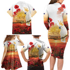 Australia Cockatoo ANZAC Day Family Matching Long Sleeve Bodycon Dress and Hawaiian Shirt Lest We Forget