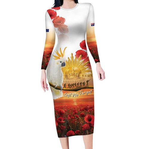 Australia Cockatoo ANZAC Day Family Matching Long Sleeve Bodycon Dress and Hawaiian Shirt Lest We Forget