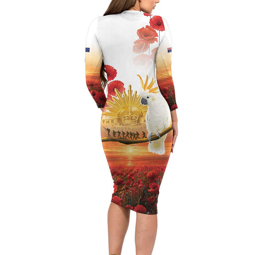 Australia Cockatoo ANZAC Day Family Matching Long Sleeve Bodycon Dress and Hawaiian Shirt Lest We Forget